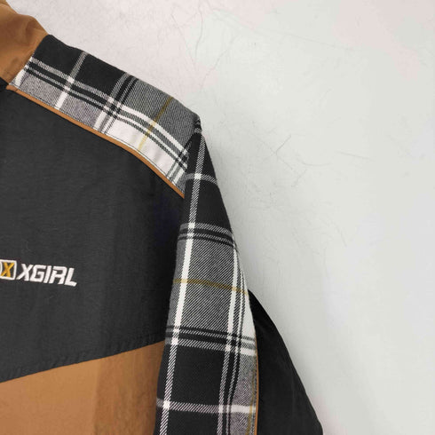 エックスガール X-girl COLORBLOCK ANORAK チェック柄切替袖 アノラック ナイロンジャケット レディース JPN:2