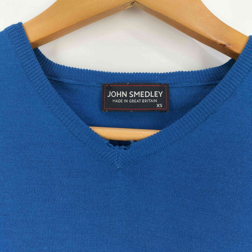 ジョンスメドレー JOHN SMEDLEY イギリス製 PURE NEW WOOL ウール100% Vネック ニット セーター メンズ import:XS