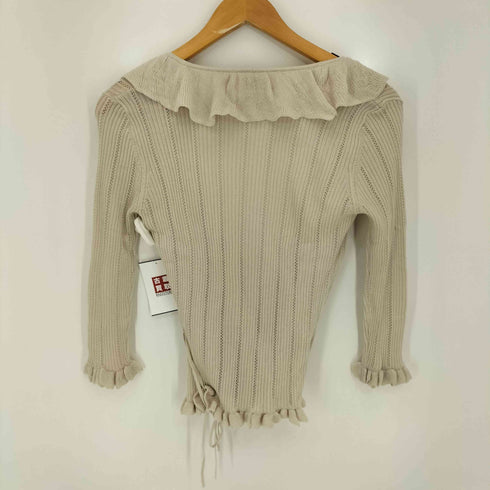 シーケーカルバンクライン ck Calvin Klein Vネック フリル リブニット レディース JPN:4