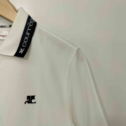 クレージュ courreges 00s Y2K ロゴ刺繍 ハーフジップ ポロシャツ レディース 160A