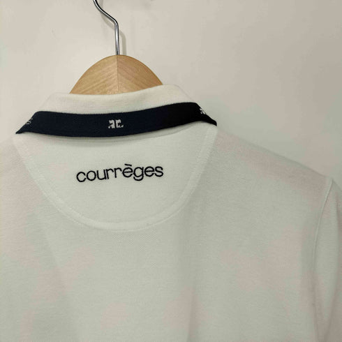 クレージュ courreges 00s Y2K ロゴ刺繍 ハーフジップ ポロシャツ レディース 160A