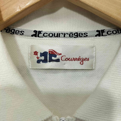 クレージュ courreges 00s Y2K ロゴ刺繍 ハーフジップ ポロシャツ レディース 160A