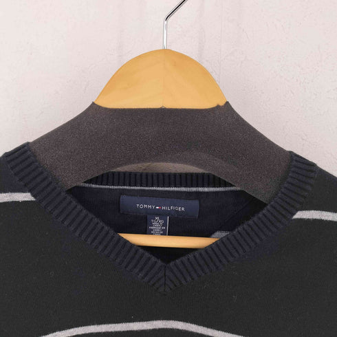 トミーヒルフィガー TOMMY HILFIGER Vネックボーダーニット メンズ import:XL