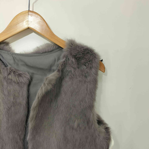 ラビットファー 切替 ベスト レディース FREE