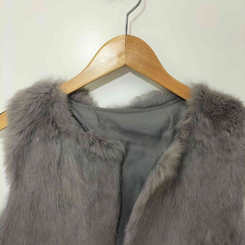 ラビットファー 切替 ベスト レディース FREE