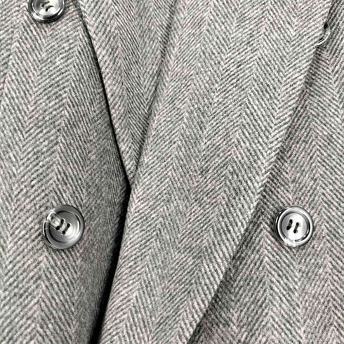 VIA NUOVA PURE CASHMERE 100% ヘリンボーン ダブル テーラードジャケット メンズ