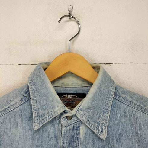 ハーレーダビッドソン HARLEY-DAVIDSON 両面刺繍 スナップボタンデニムシャツ メンズ import:M