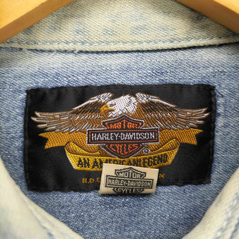 ハーレーダビッドソン HARLEY-DAVIDSON 両面刺繍 スナップボタンデニムシャツ メンズ import:M
