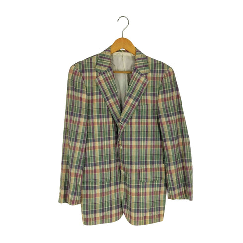 ジェイプレス J.PRESS マドラスチェック コットン100% 段返り3B テーラードジャケット メンズ C-92 W-78 T-170