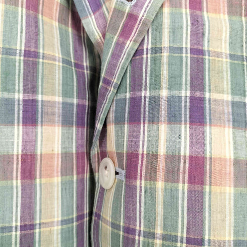 ジェイプレス J.PRESS マドラスチェック コットン100% 段返り3B テーラードジャケット メンズ C-92 W-78 T-170