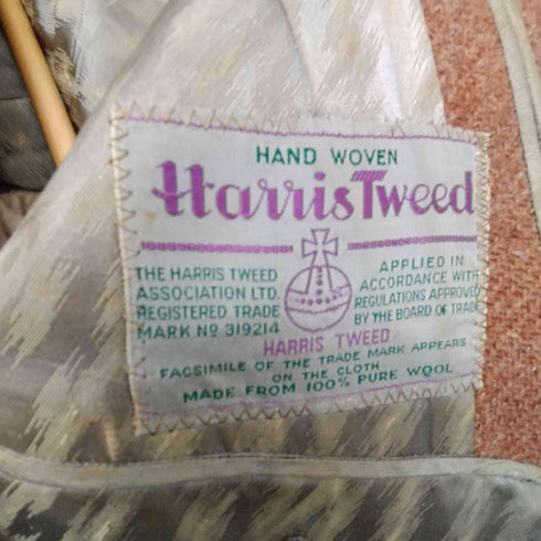 50S Harris Tweed PURE WOOL 裏地総柄 背抜き ウール ツイード 3B テーラード ジャケット 1959年製 メンズ