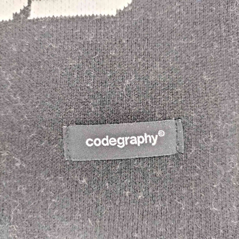codegraphy ロゴプリント 切替 バイカラー フリンジ マフラー メンズ