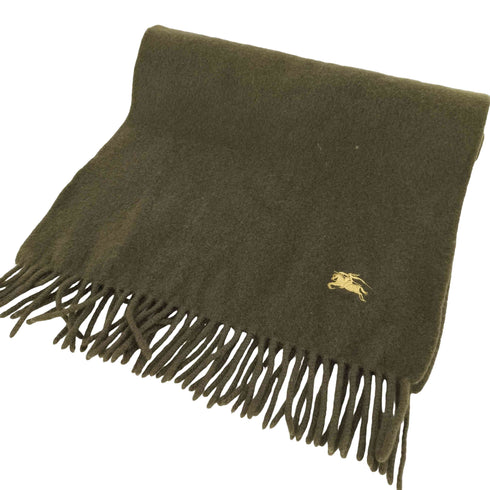 バーバリーズ BURBERRYS PURE CASHMERE ホースロゴ刺繍 フリンジマフラー メンズ