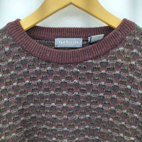 ヴァンヒューゼン VAN HEUSEN 00S 総柄アクリルニットセーター メンズ import:XL