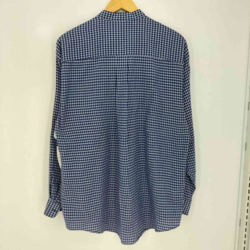 ヴァンヒューゼン VAN HEUSEN 90s 紺タグ スタンドカラー ギンガムチェック 長袖シャツ メンズ import:M