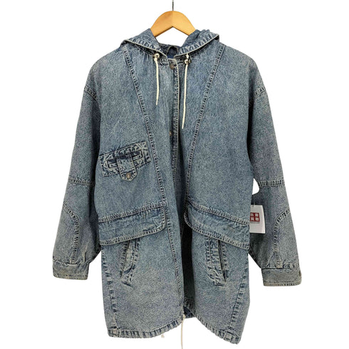 ANDY JOHNS ウォッシュ加工 デニム スナップボタン フーデッド コート メンズ import:M