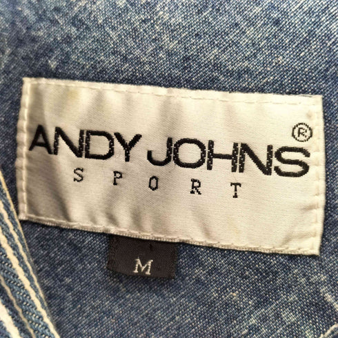 ANDY JOHNS ウォッシュ加工 デニム スナップボタン フーデッド コート メンズ import:M