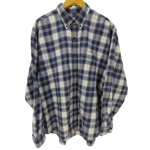 エディーバウアー Eddie Bauer 90-00S 白タグ L/S ボタンダウン コットン フランネル ボタンダウン チェック シャツ メンズ import:L