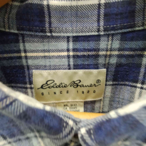 エディーバウアー Eddie Bauer 90-00S 白タグ L/S ボタンダウン コットン フランネル ボタンダウン チェック シャツ メンズ import:L