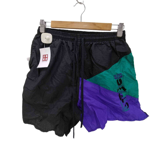 アンブロ UMBRO 90S USA製 紺タグ OLD ロゴ刺繍 スイッチングカラー ナイロン ショーツ ハーフ パンツ メンズ L