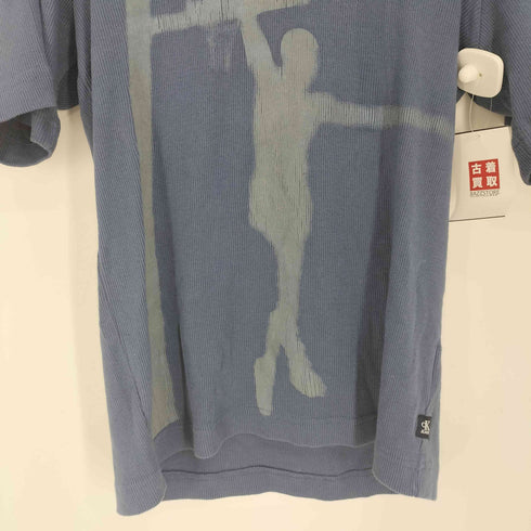 カルバンクラインジーンズ Calvin Klein Jeans 90S ロゴ ワッペン リブ編み ペイント クルーネック S/S Tシャツ メンズ import:XL