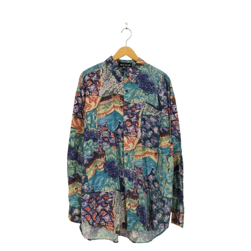 SILK CLUB シルク100 総柄シャツ メンズ import:XL