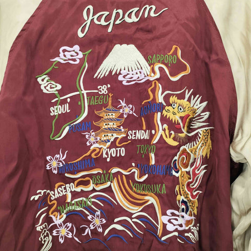 雅結 和柄 リバーシブル フロントジップ スカジャン メンズ L