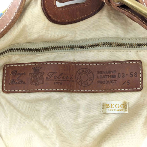 フェリージ Felisi タータンチェック レザーストラップ ハンドバッグ レディース