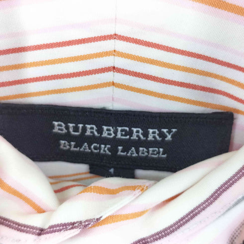 バーバリーブラックレーベル BURBERRY BLACK LABEL ホース刺繍ロゴ マルチストライプシャツ メンズ 1