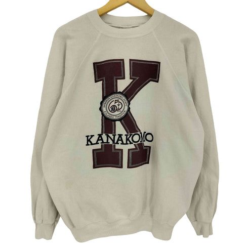 ヘインズ Hanes 80-90s USA製 コットンポリ KANAKOMO プリント ラグランスリーブ スウェット メンズ import:XL