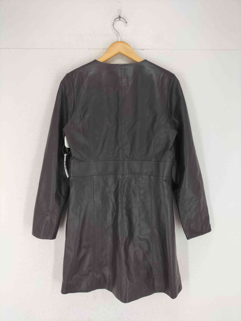 CLASSY lamb leather ラムレザーノーカラーコート レディース L