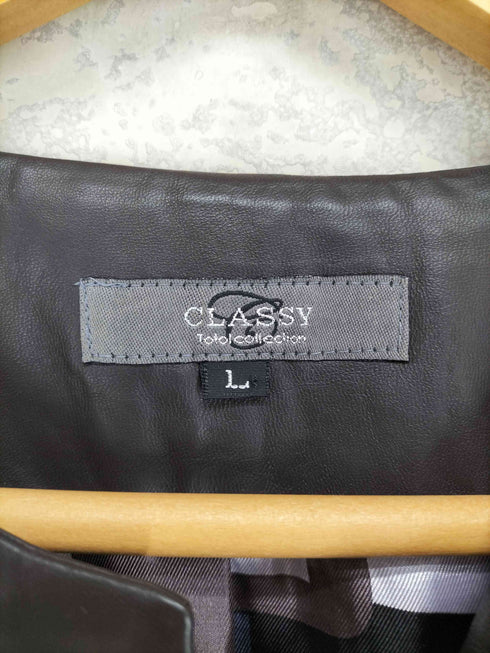 CLASSY lamb leather ラムレザーノーカラーコート レディース L