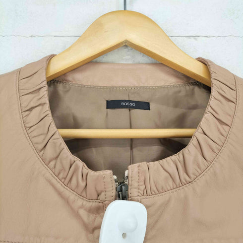 ロッソ ROSSO URBAN RESEARCH lamb leather フロントデザインラムレザーノーカラージャケット レディース F