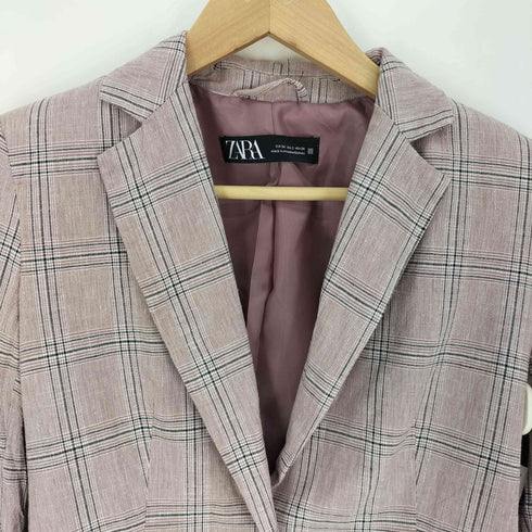 ザラ ZARA チェック柄 シングルブレスト テーラード ジャケット レディース US:0-2