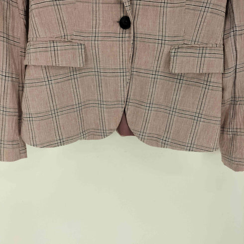 ザラ ZARA チェック柄 シングルブレスト テーラード ジャケット レディース US:0-2