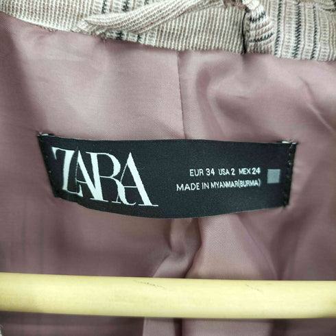 ザラ ZARA チェック柄 シングルブレスト テーラード ジャケット レディース US:0-2