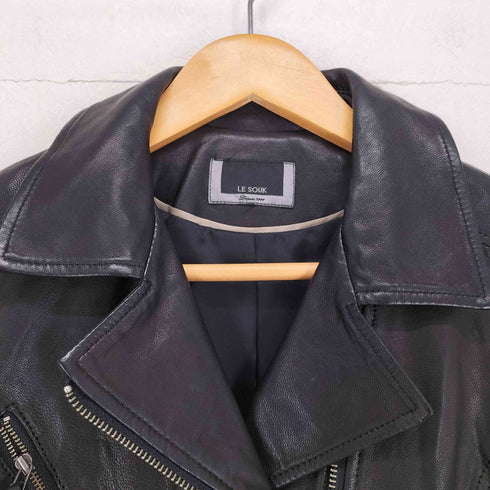 ルスーク Le souk lamb leather ラムレザーダブルライダースジャケット レディース 40