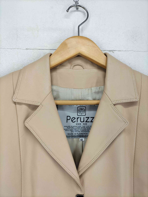 Peruzzi MADE IN ITALY VERA PELLE リアルレザーテーラードジャケット レディース 42