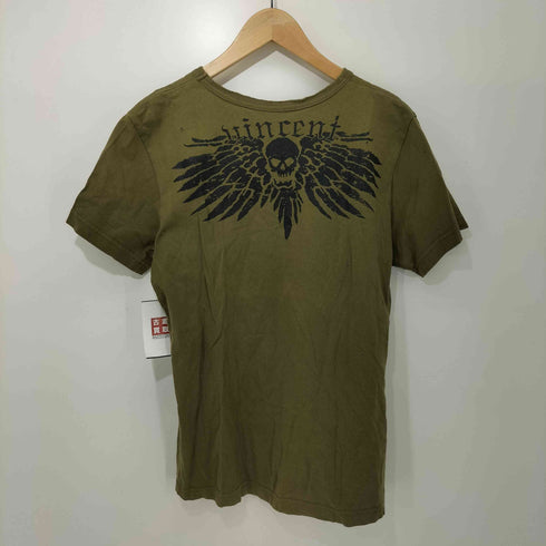 Marquistone 00s Y2K クルーネック ダメージ スカル ウイング バックプリント S/S Tシャツ メンズ JPN:M