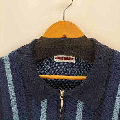 センチメーター centimeter ロゴ刺繍 ストライプハーフジップニット メンズ JPN:XL