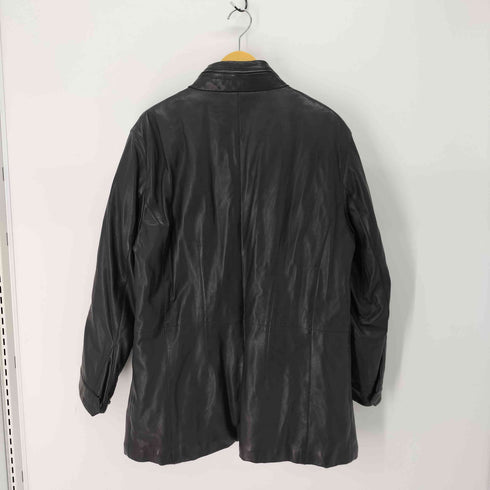 ジョルジオアルマーニ Giorgio Armani 90S 黒タグ BORGO21 ラムレザー ダウンコート ダブルジップ LAMPO パッカブルフード メンズ EUR:54