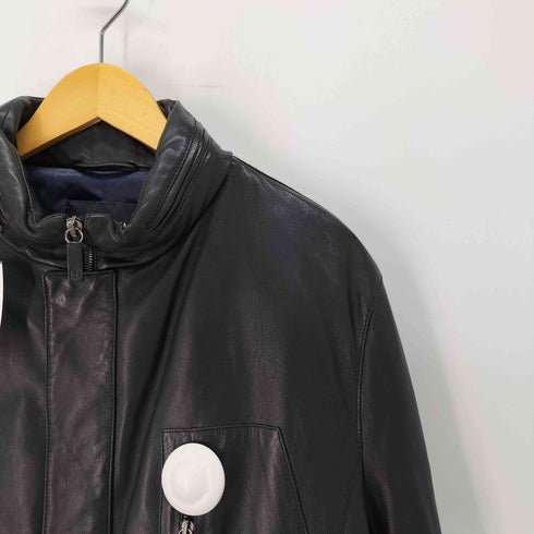 ジョルジオアルマーニ Giorgio Armani 90S 黒タグ BORGO21 ラムレザー ダウンコート ダブルジップ LAMPO パッカブルフード メンズ EUR:54