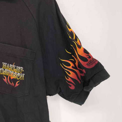 ハーレーダビッドソン HARLEY-DAVIDSON USA製 00s ロゴプリント ヘンリーネック S/S カジュアルシャツ メンズ import:XL