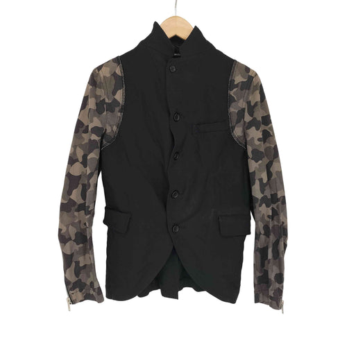 ブラックコムデギャルソン BLACK COMME des GARCONS 製品染め ポリ縮絨 カモフラ切り替えジャケット メンズ XS