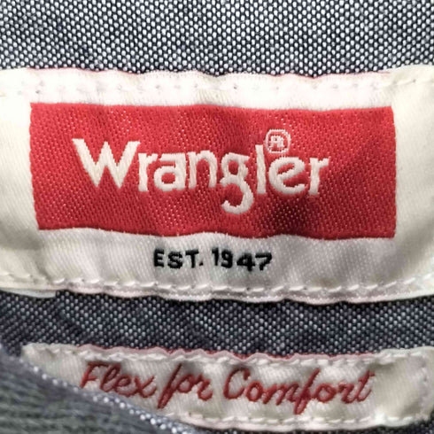 ラングラー Wrangler ロゴ刺繍 コットン L/S レギュラーカラー シャツ メンズ import:L