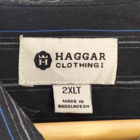 ハガークロージング HAGGAR マルチストライプ S/S レギュラーカラー シャツ メンズ 2XLT