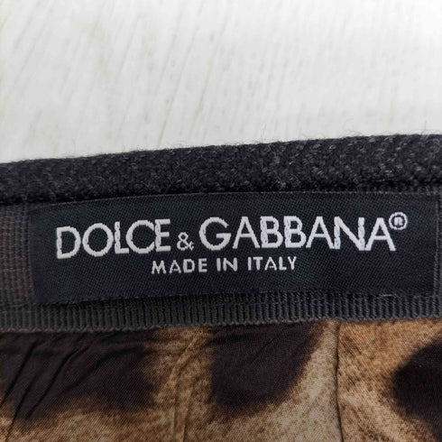 ドルチェアンドガッバーナ DOLCE&GABBANA 裏地レオパード スパンコール サイドレーススカート レディース 42