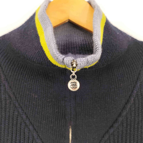 ステューシー Stussy 90S 紺タグ SSリンクロゴ 畦編み ハーフジップニット メンズ import:S