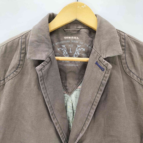 ディーゼル DIESEL AN3ENB 裏地総柄 袖ロゴパッチ ステッチ デザイン コットン 1B テーラード ジャケット Y2K メンズ import:L