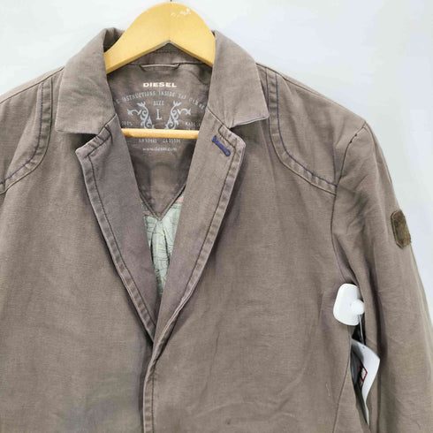 ディーゼル DIESEL AN3ENB 裏地総柄 袖ロゴパッチ ステッチ デザイン コットン 1B テーラード ジャケット Y2K メンズ import:L